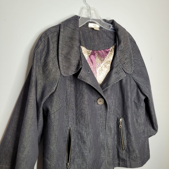 Christopher & Banks Denim Jacket lined with pleated back 3 quarter sleeves XL - Picture 3 of 12